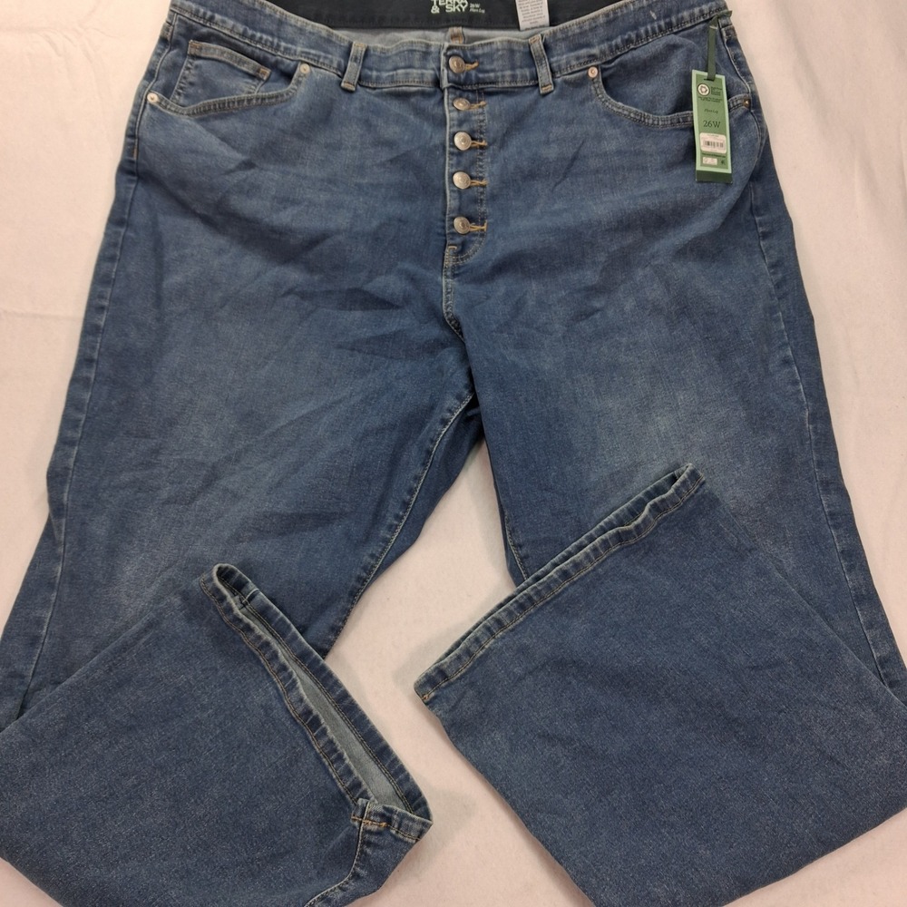 Terra & Sky Jeans Womens 26W Flare Leg Lucy Wash Button Fly NEW